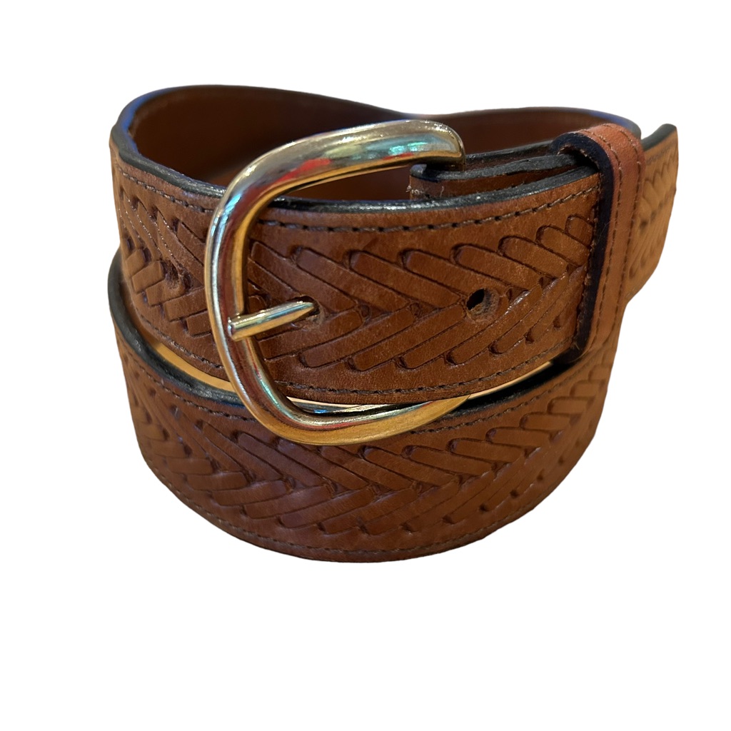 Genuine Leather Brown Belt Gold Buckle 32
